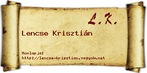 Lencse Krisztián névjegykártya